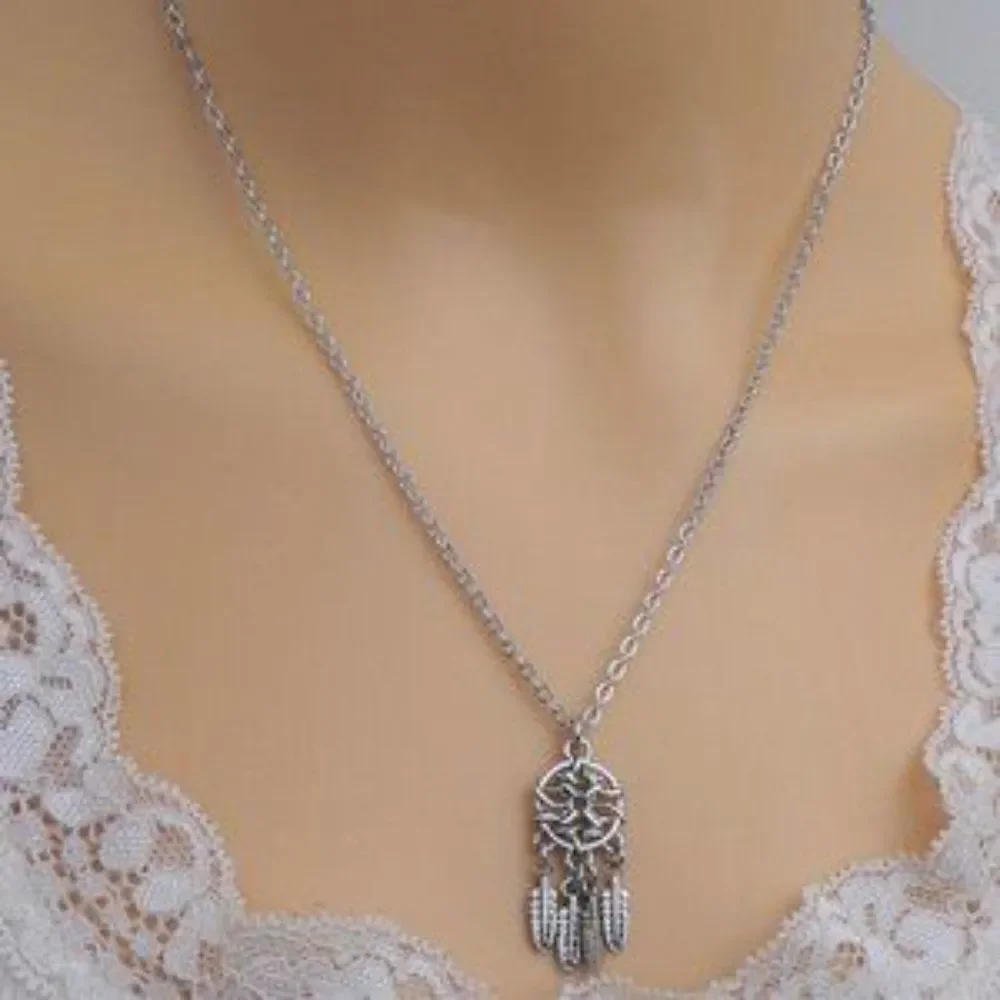 Dreamcatcher Charm Silver Tone Necklace